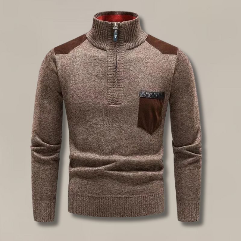 The Garrick Patchwork Half-Zip Jumper