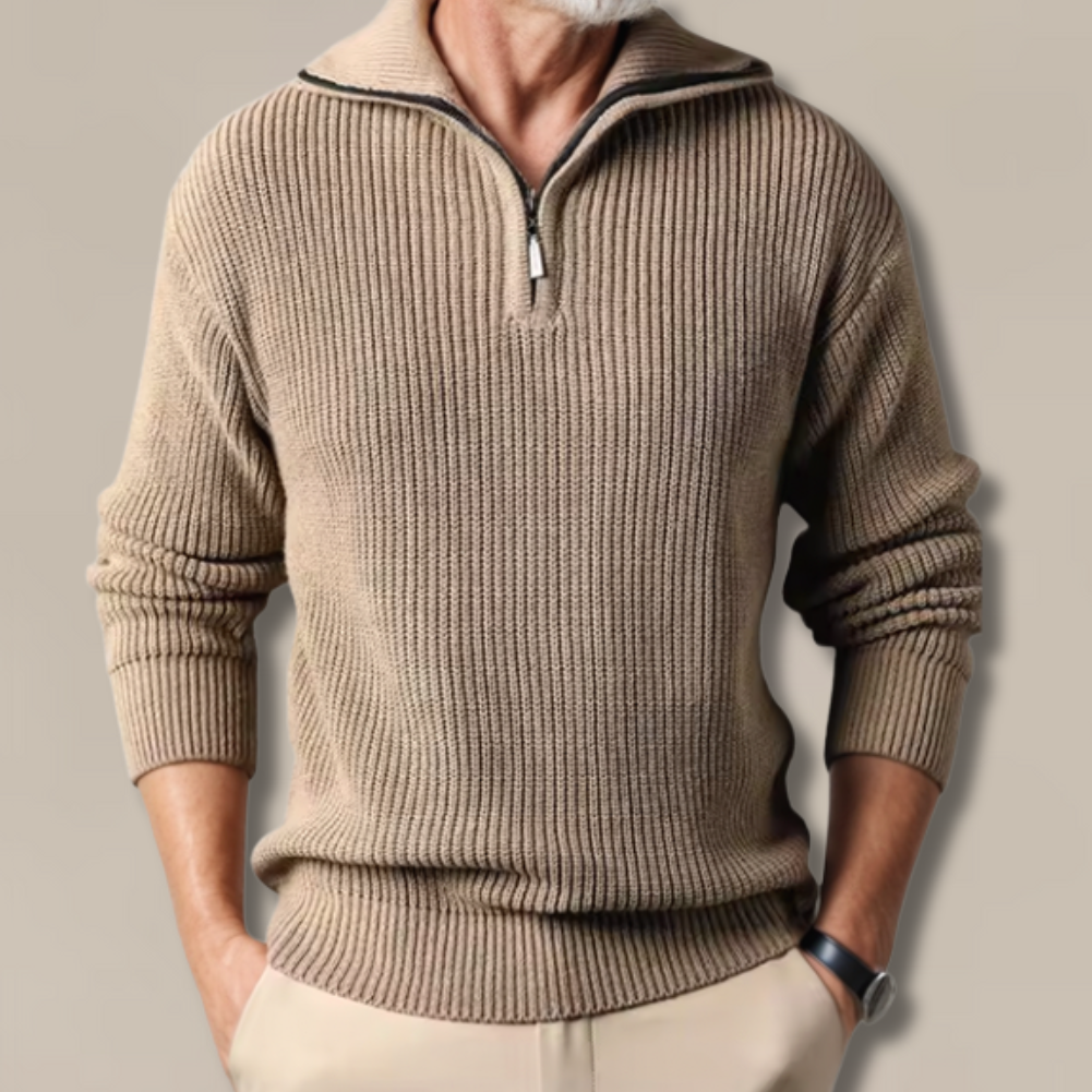 The Merino Knitted Quarter Zip Jumper