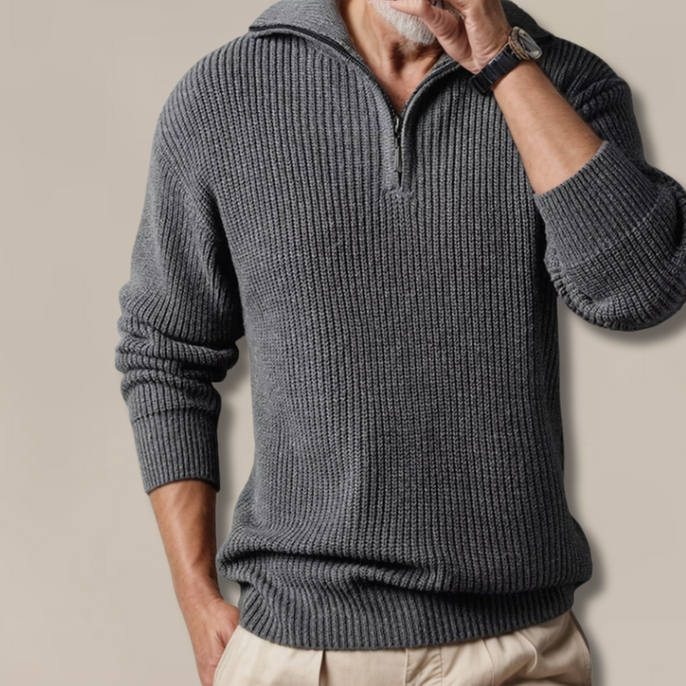 The Merino Knitted Quarter Zip Jumper